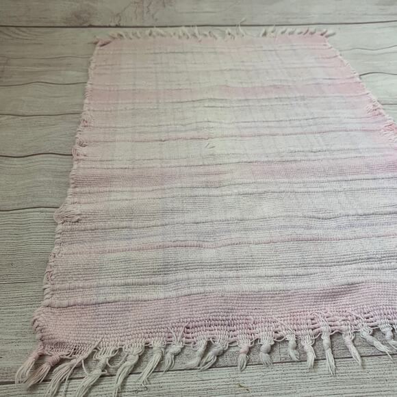 Light Pink and Purple Plaid Rug with Knotted Tassel Ends - Picture 3 of 16